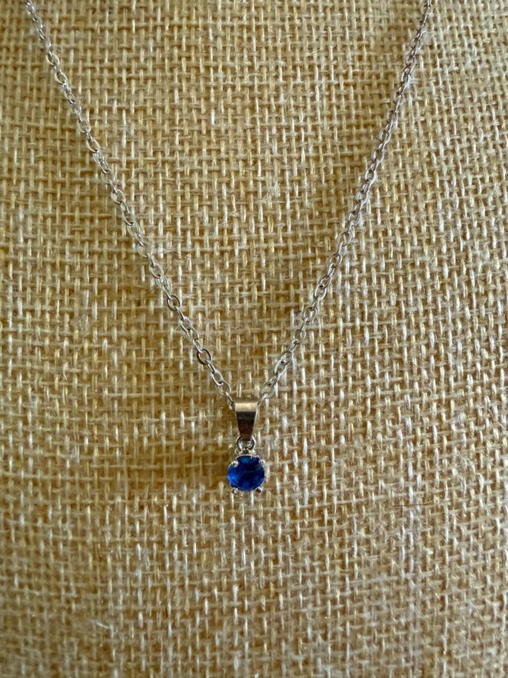 Silver Necklace with Blue Gemstone Pendant - Women's Jewelry